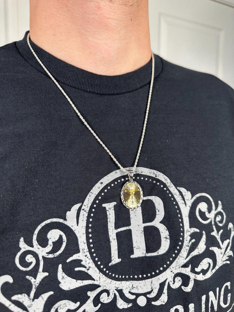 Jesus Medallion Diamond Cut Pendant - 925 Silver & 14k Gold Vermeil - Small 1.5"