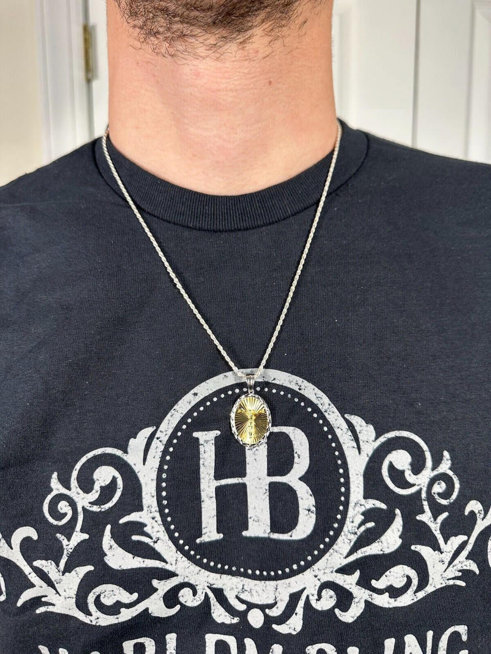 Jesus Medallion Diamond Cut Pendant - 925 Silver & 14k Gold Vermeil - Small 1.5"