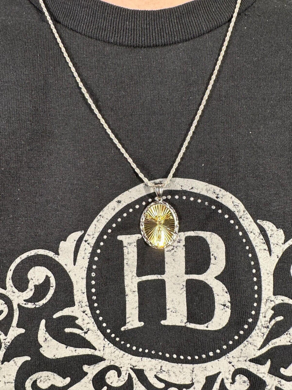 Jesus Medallion Diamond Cut Pendant - 925 Silver & 14k Gold Vermeil - Small 1.5"