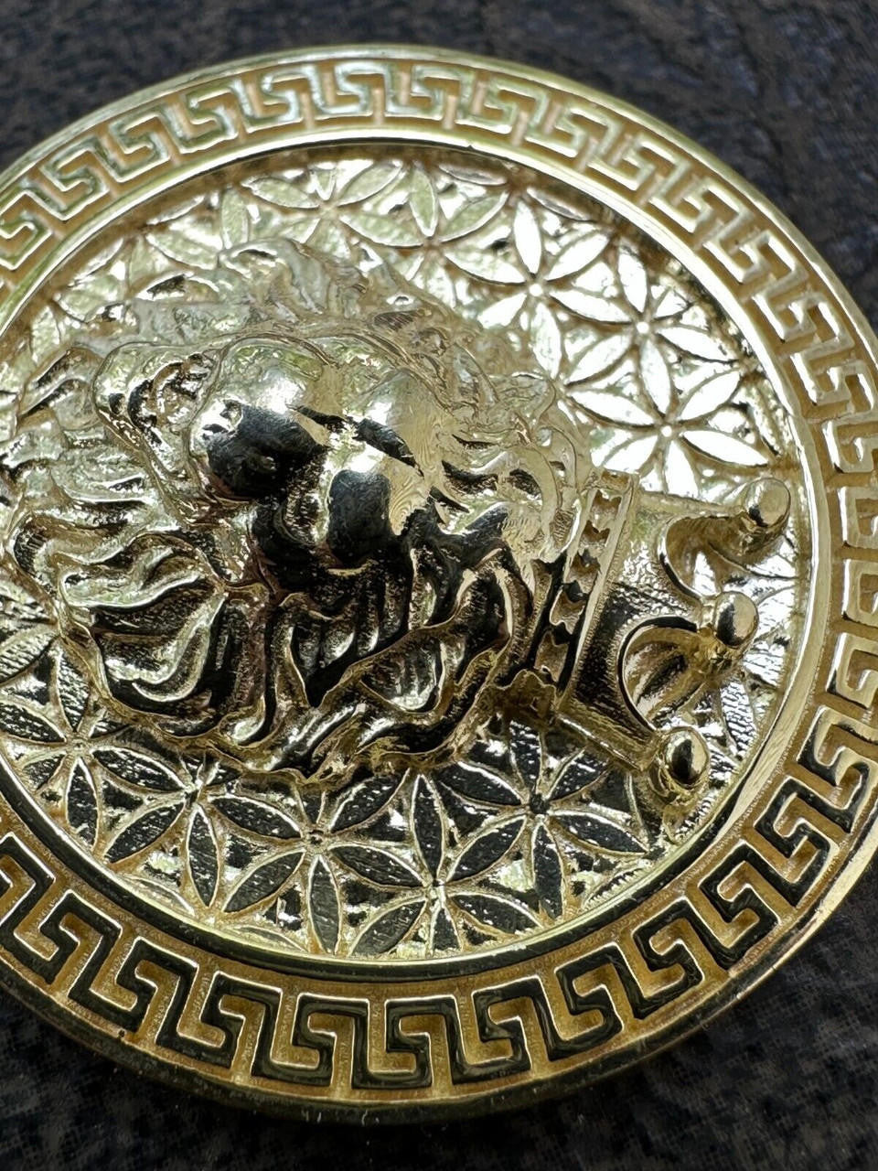 King Of Jungle Lion of Judah Medallion Pendant - 14k Gold Vermeil Or Oxidized 925 Silver - Small 1.5"