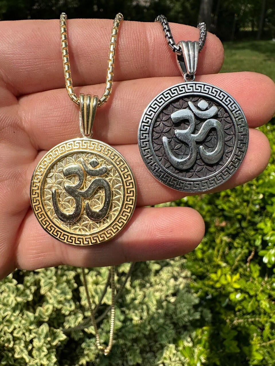 Ohm Hindu Aum Symbol of Oneness Pendant - 14k Gold Vermeil Or Oxidized 925 Silver - Small 1.5"