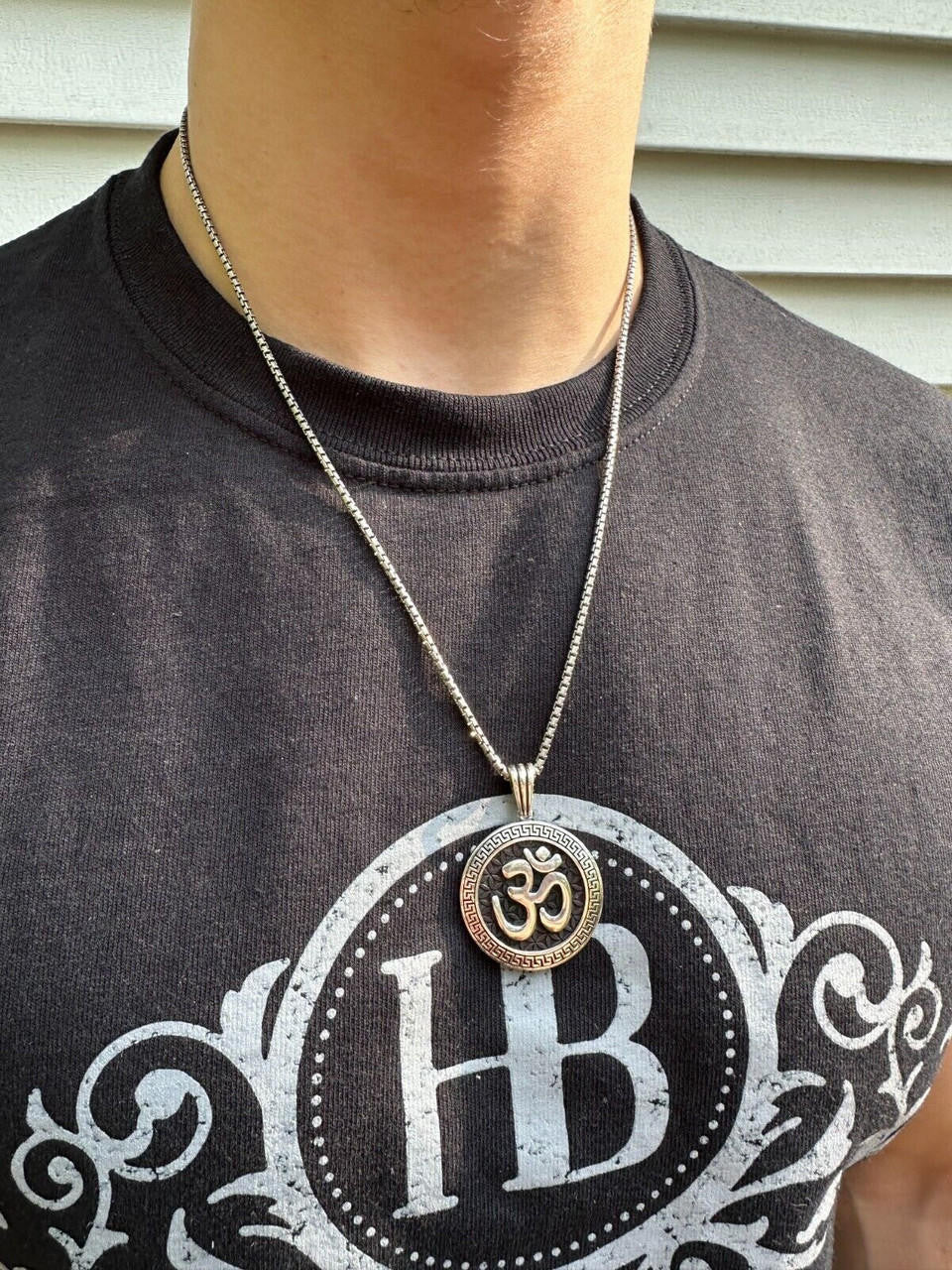 Ohm Hindu Aum Symbol of Oneness Pendant - 14k Gold Vermeil Or Oxidized 925 Silver - Small 1.5"