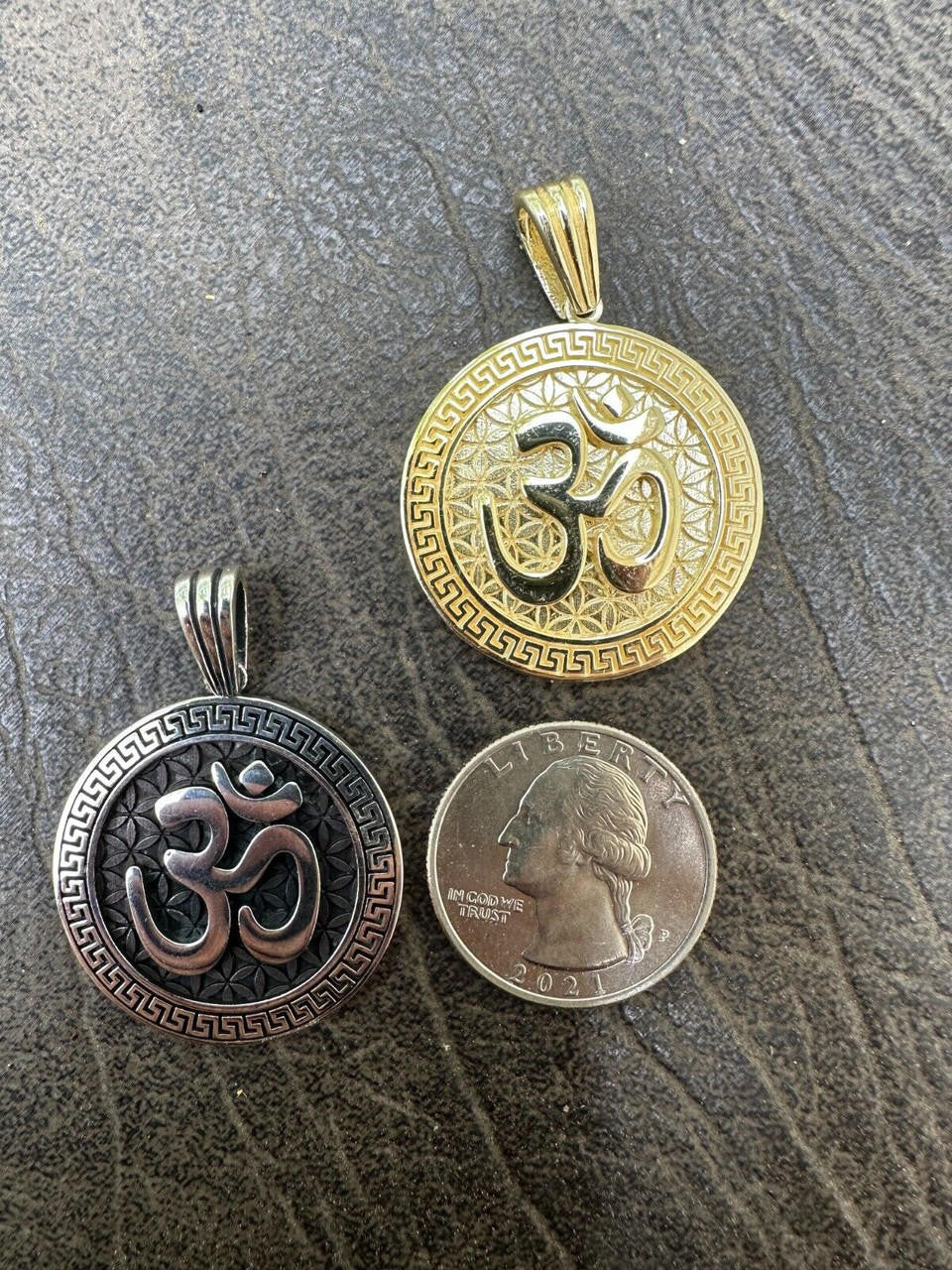 Ohm Hindu Aum Symbol of Oneness Pendant - 14k Gold Vermeil Or Oxidized 925 Silver - Small 1.5"