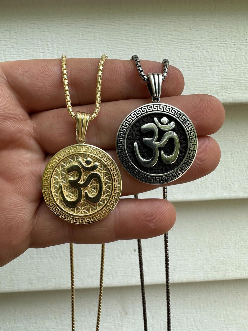 Ohm Hindu Aum Symbol of Oneness Pendant - 14k Gold Vermeil Or Oxidized 925 Silver - Small 1.5"