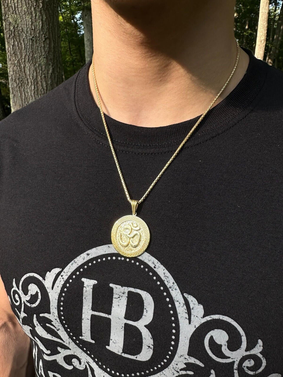 Ohm Hindu Aum Symbol of Oneness Pendant - 14k Gold Vermeil Or Oxidized 925 Silver - Small 1.5"