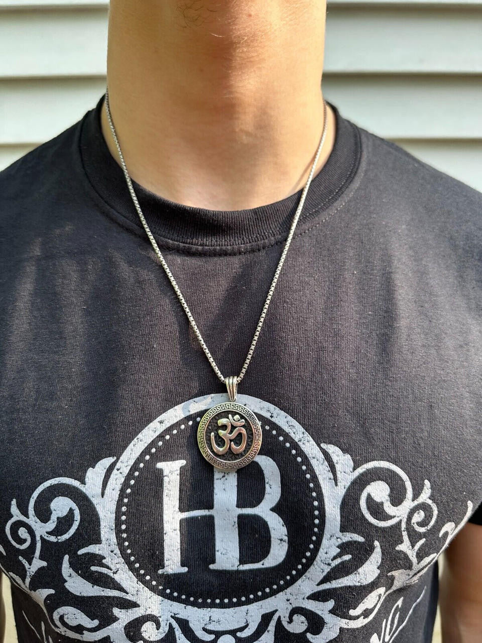 Ohm Hindu Aum Symbol of Oneness Pendant - 14k Gold Vermeil Or Oxidized 925 Silver - Small 1.5"