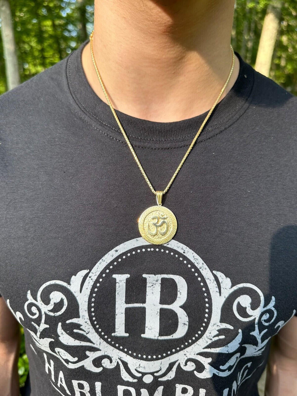 Ohm Hindu Aum Symbol of Oneness Pendant - 14k Gold Vermeil Or Oxidized 925 Silver - Small 1.5"