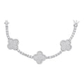 MOISSANITE Large Clover Tennis Bracelet Iced Out - 925 Silver - 4mm - 6"-8.5"