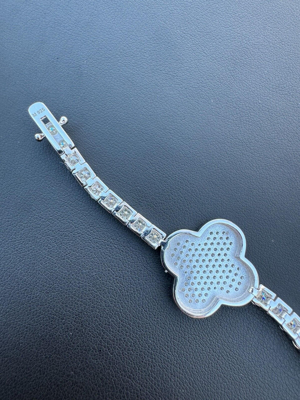 MOISSANITE Large Clover Tennis Bracelet Iced Out - 925 Silver - 4mm - 6"-8.5"
