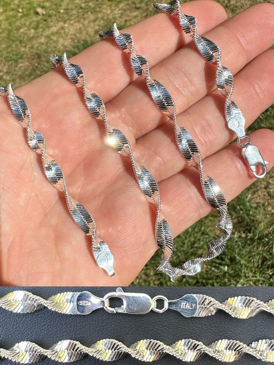 Singapore Rope Chain Necklace - 925 Sterling Silver - 14"-28" - 6mm