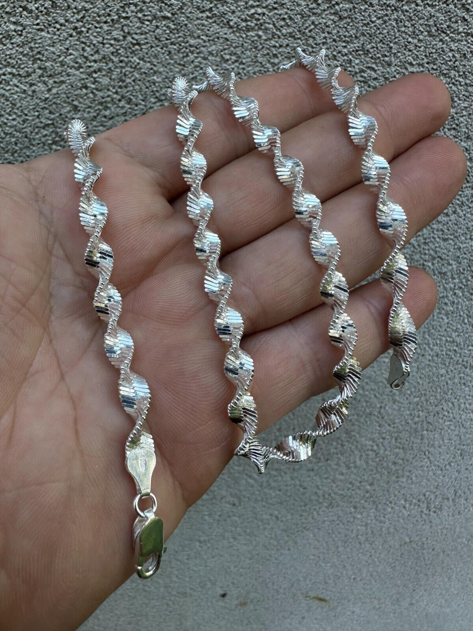 Singapore Rope Chain Necklace - 925 Sterling Silver - 14"-28" - 6mm