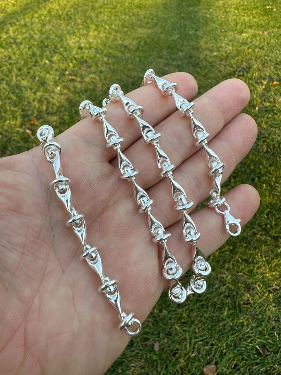 "Barbed Wire" Link Chain Custom Necklace Or Bracelet - 925 Sterling Silver - 7"-28" - 8mm