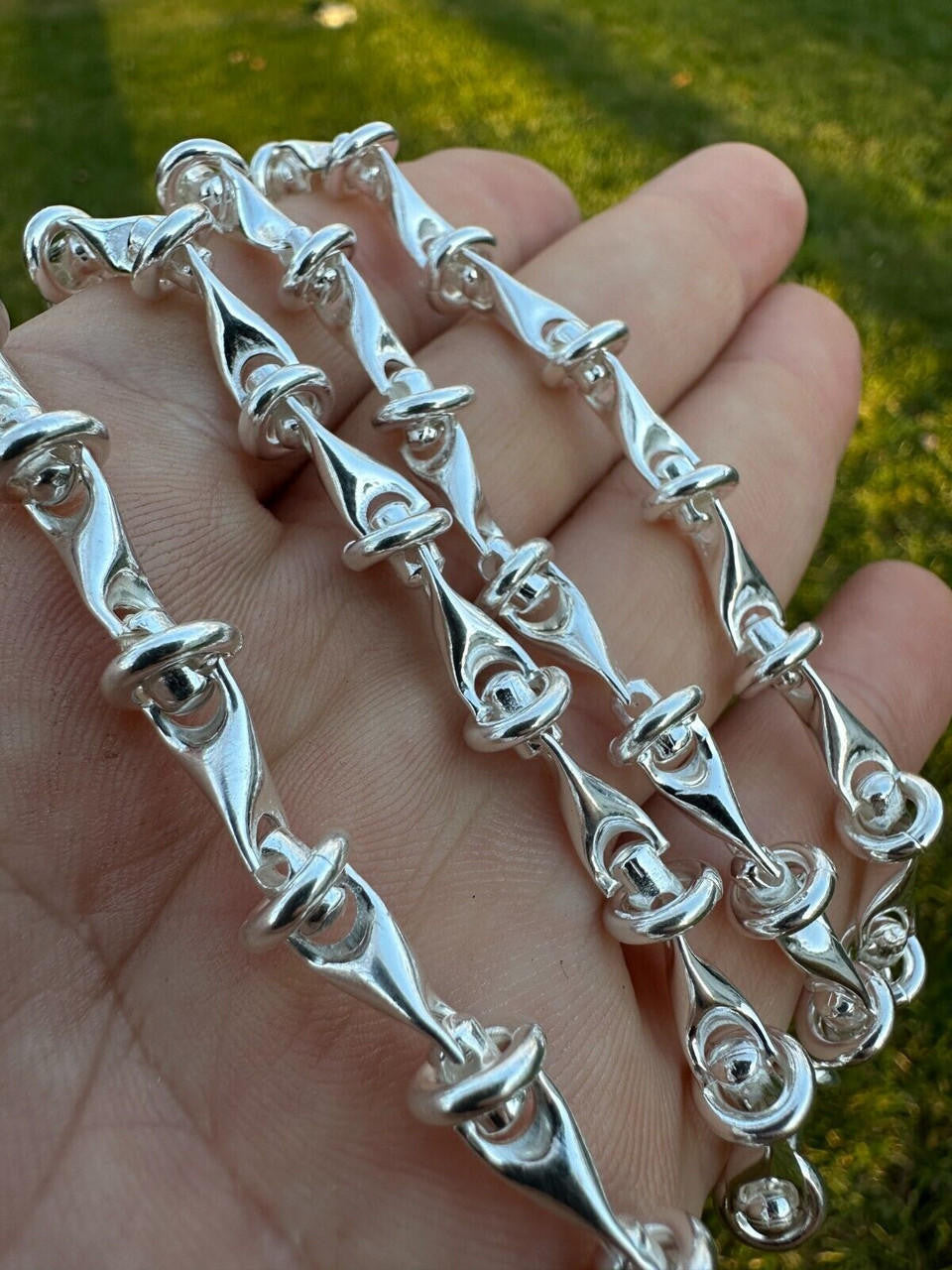 "Barbed Wire" Link Chain Custom Necklace Or Bracelet - 925 Sterling Silver - 7"-28" - 8mm