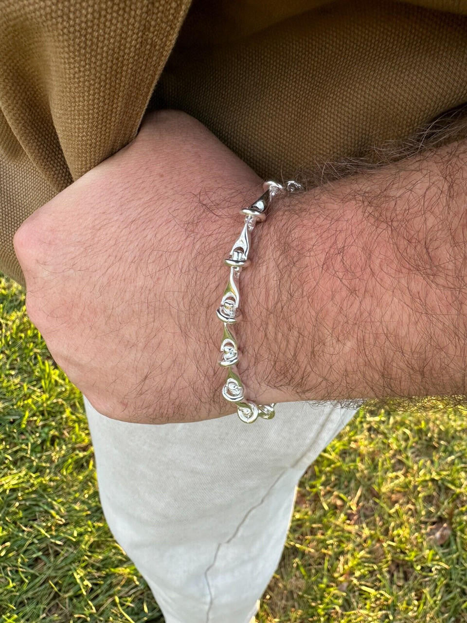 "Barbed Wire" Link Chain Custom Necklace Or Bracelet - 925 Sterling Silver - 7"-28" - 8mm
