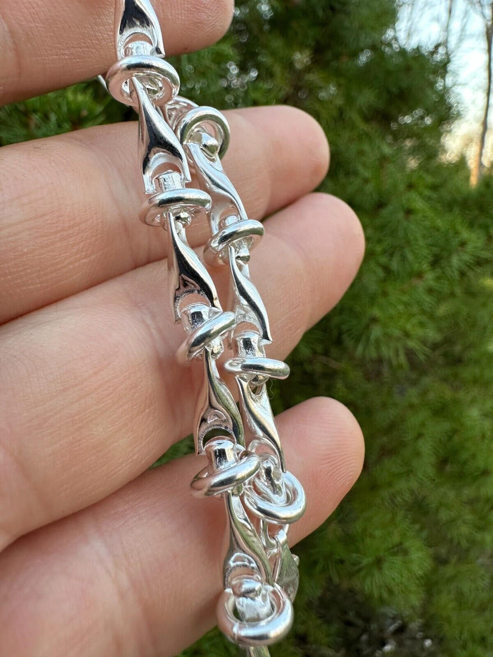 "Barbed Wire" Link Chain Custom Necklace Or Bracelet - 925 Sterling Silver - 7"-28" - 8mm