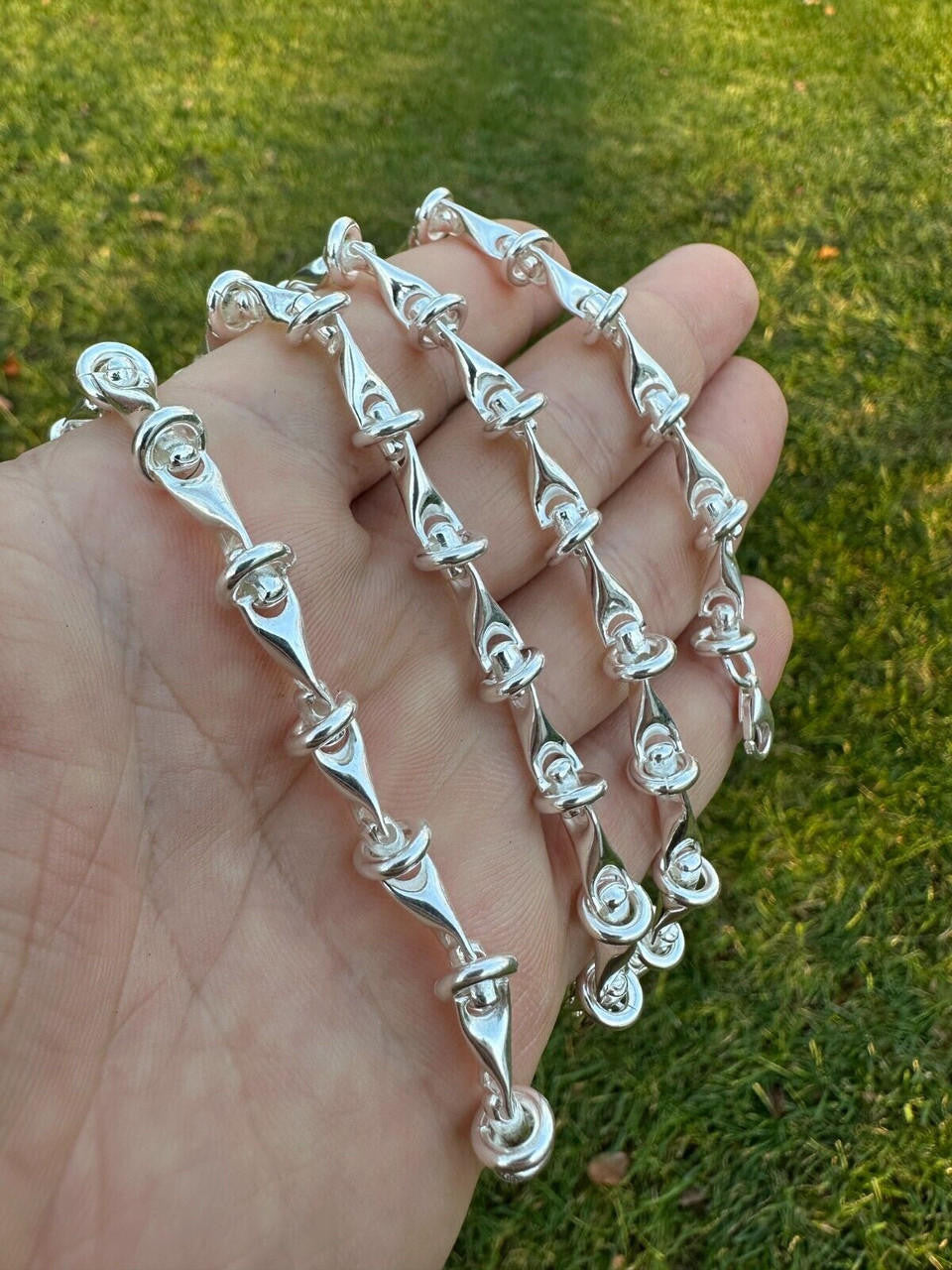 "Barbed Wire" Link Chain Custom Necklace Or Bracelet - 925 Sterling Silver - 7"-28" - 8mm