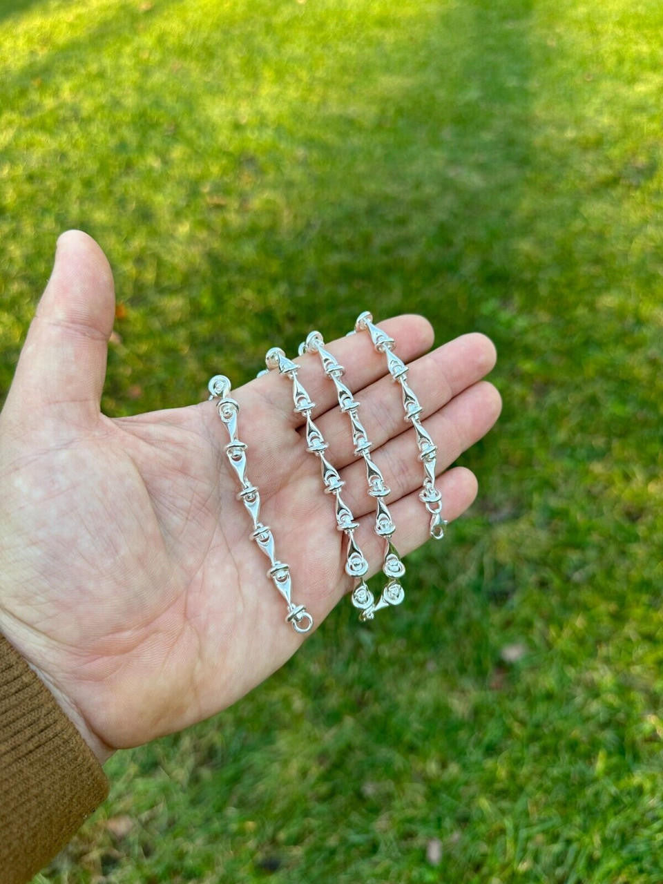 "Barbed Wire" Link Chain Custom Necklace Or Bracelet - 925 Sterling Silver - 7"-28" - 8mm