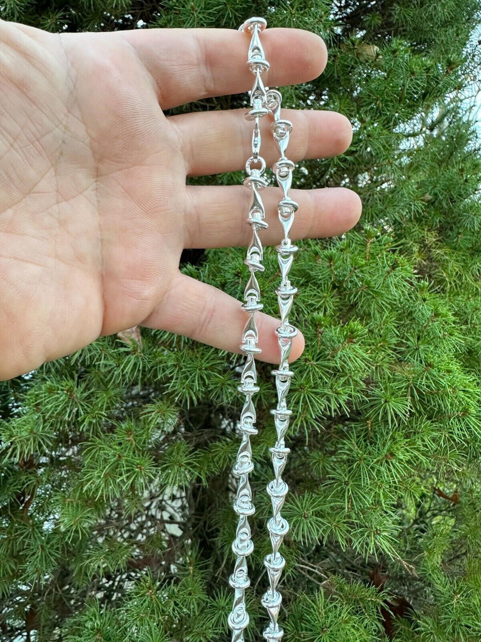 "Barbed Wire" Link Chain Custom Necklace Or Bracelet - 925 Sterling Silver - 7"-28" - 8mm