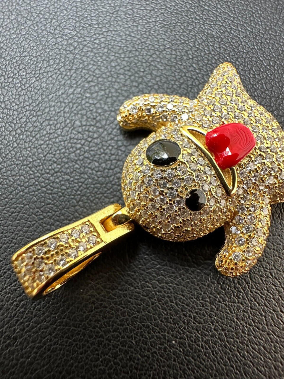 Laughing Ghost Piece Pendant - 14k Gold Vermeil Or 925 Silver - CZ Stones - Small 1"