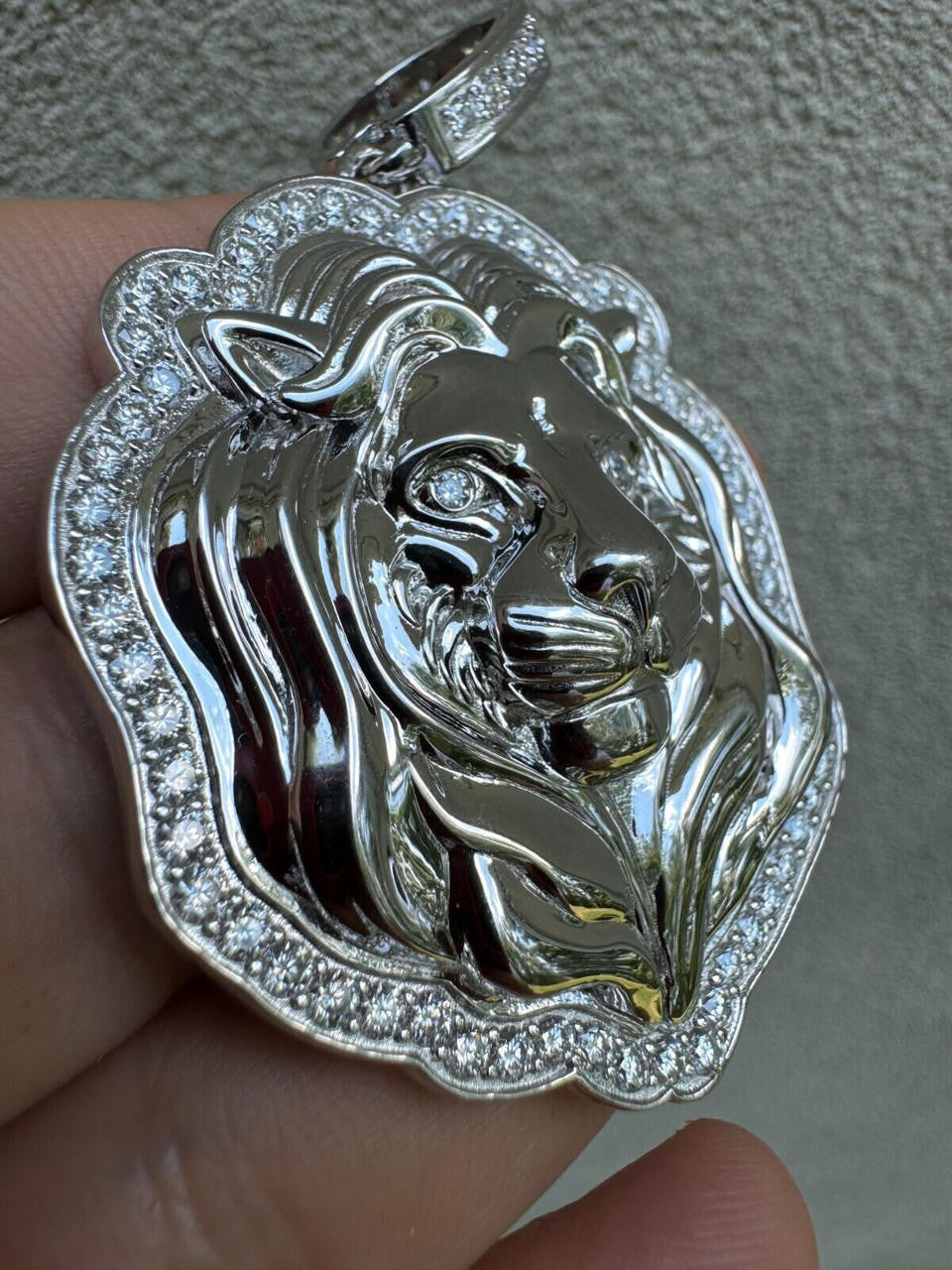 MOISSANITE Custom Lion Pendant - 925 Silver - 3 Sizes 1.5"-2.5"