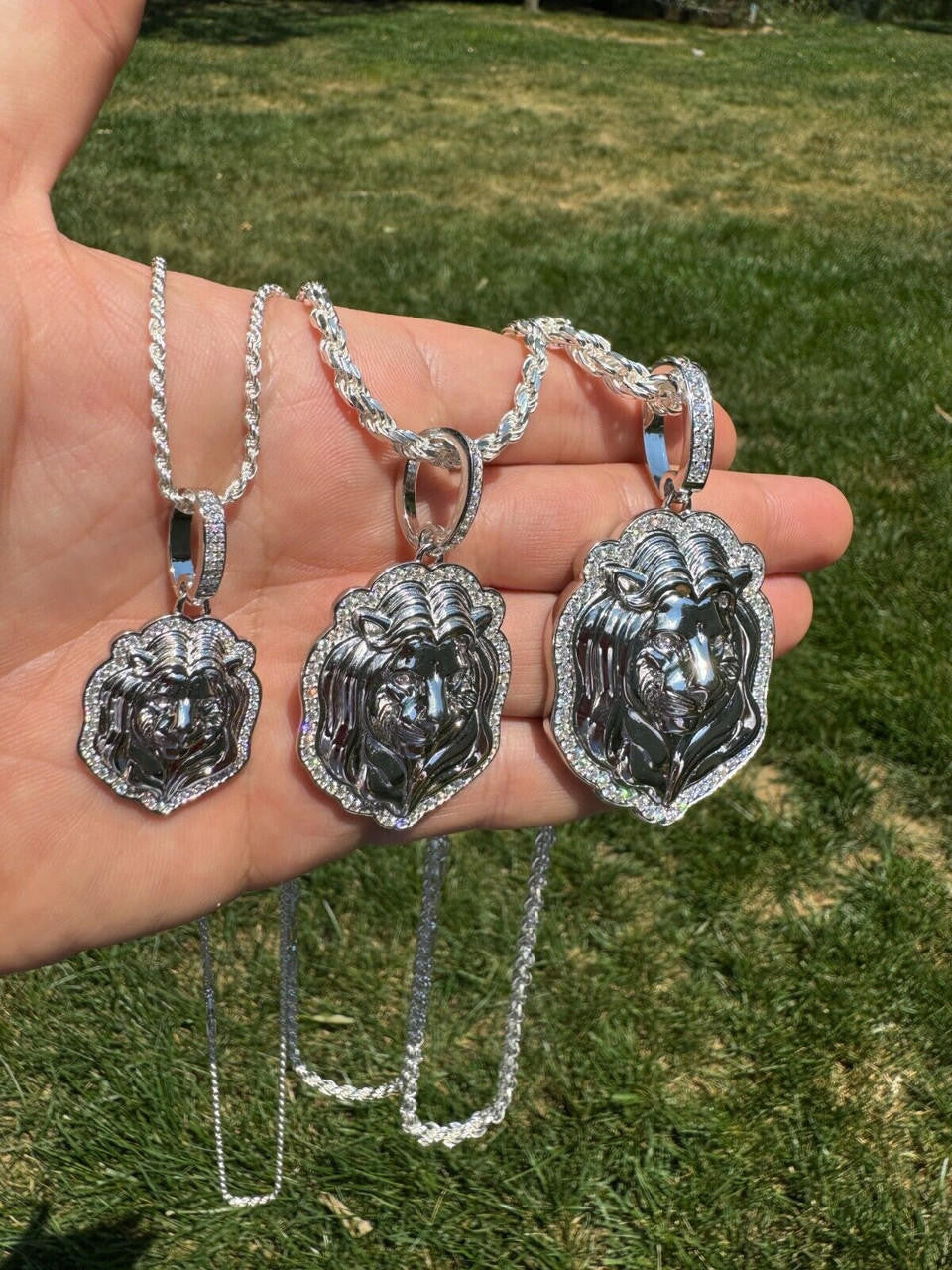 MOISSANITE Custom Lion Pendant - 925 Silver - 3 Sizes 1.5"-2.5"