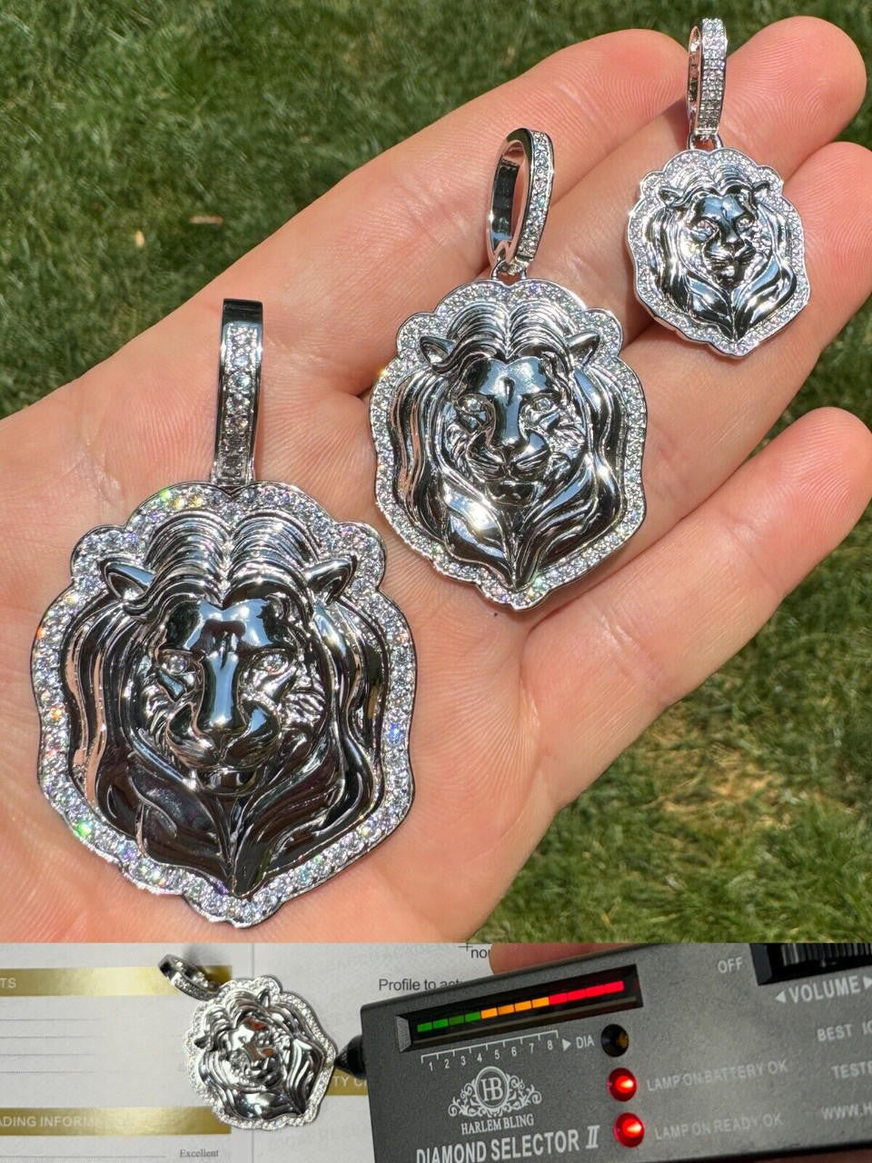 MOISSANITE Custom Lion Pendant - 925 Silver - 3 Sizes 1.5"-2.5"
