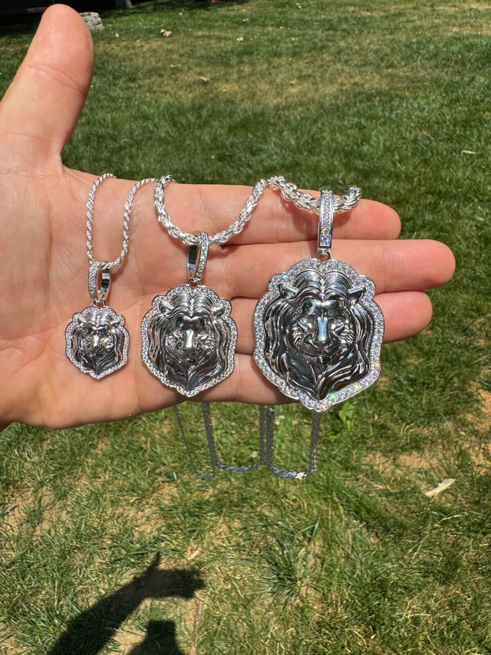 MOISSANITE Custom Lion Pendant - 925 Silver - 3 Sizes 1.5"-2.5"