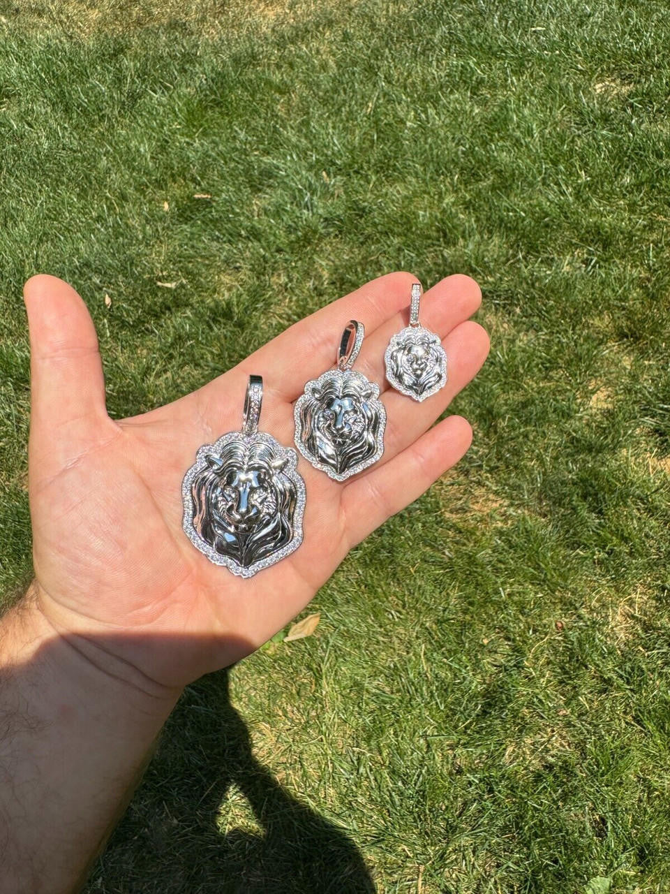 MOISSANITE Custom Lion Pendant - 925 Silver - 3 Sizes 1.5"-2.5"