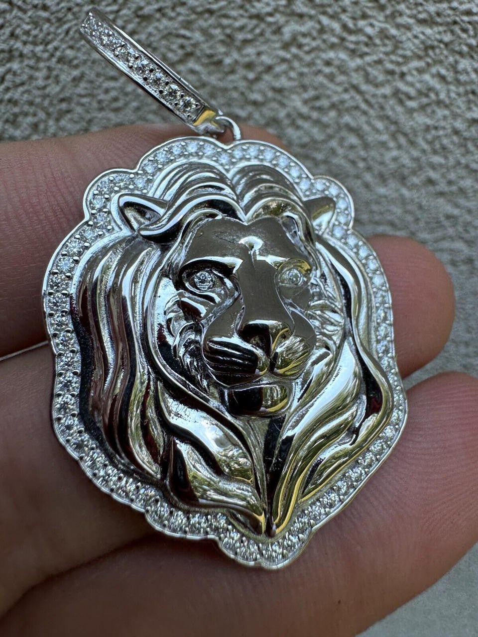 MOISSANITE Custom Lion Pendant - 925 Silver - 3 Sizes 1.5"-2.5"