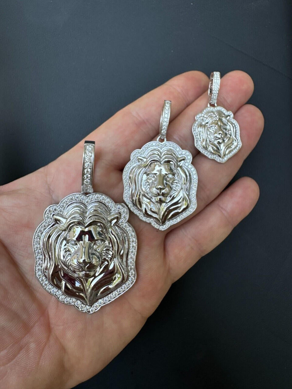 MOISSANITE Custom Lion Pendant - 925 Silver - 3 Sizes 1.5"-2.5"
