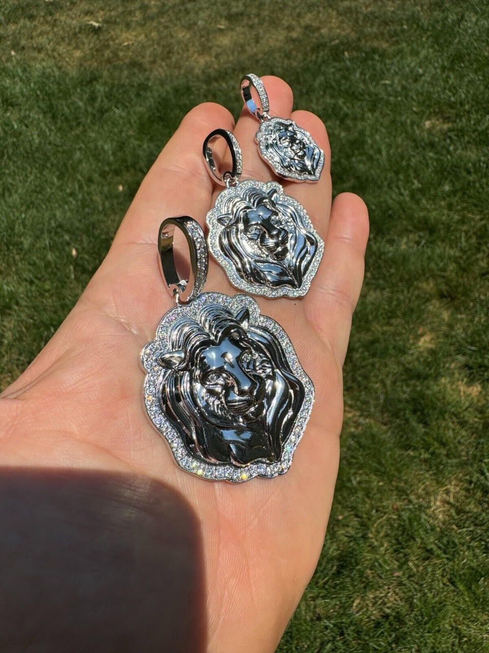 MOISSANITE Custom Lion Pendant - 925 Silver - 3 Sizes 1.5"-2.5"