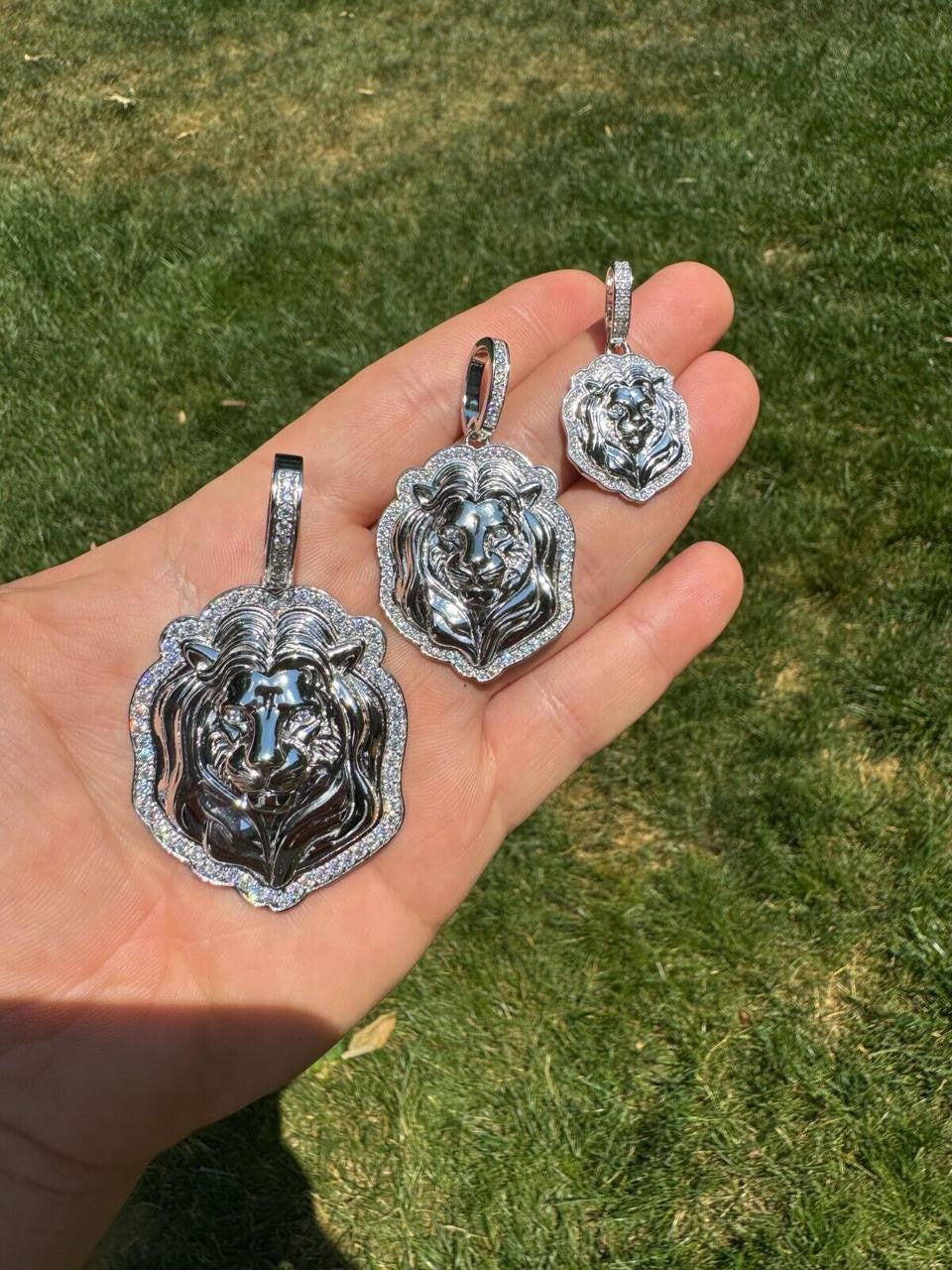 MOISSANITE Custom Lion Pendant - 925 Silver - 3 Sizes 1.5"-2.5"