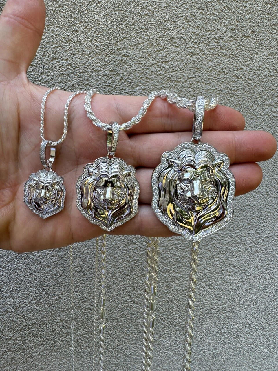 MOISSANITE Custom Lion Pendant - 925 Silver - 3 Sizes 1.5"-2.5"