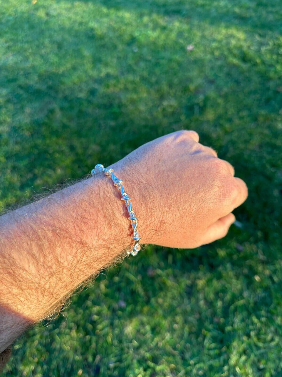 "Barbed Wire" Custom Bracelet - 925 Sterling Silver - 7"-9" - 8mm