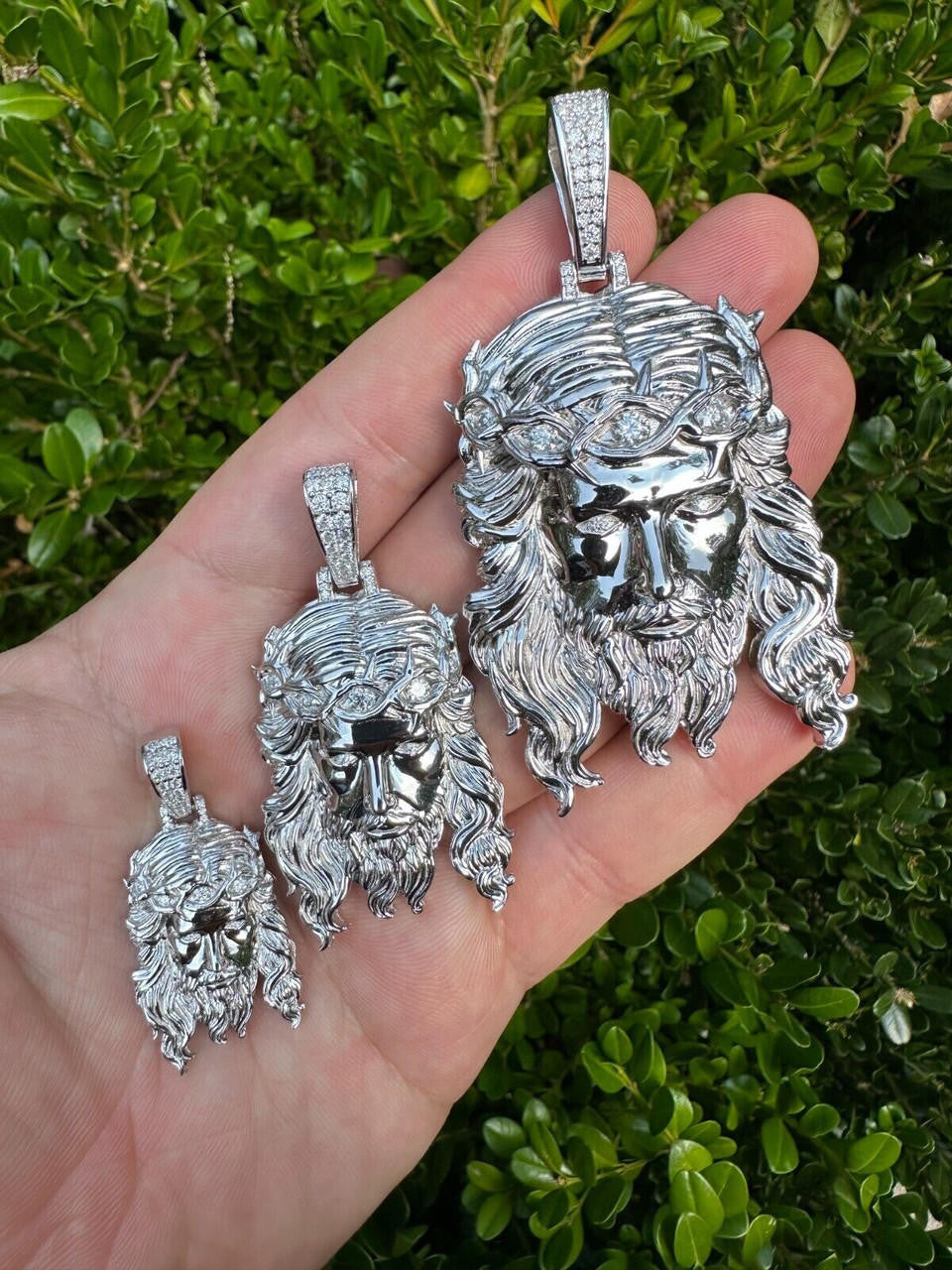 MOISSANITE #1 Bestseller Jesus Piece Pendant - 925 Silver - 3 Sizes 1.5"-3"