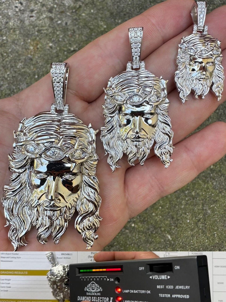 MOISSANITE #1 Bestseller Jesus Piece Pendant - 925 Silver - 3 Sizes 1.5"-3"