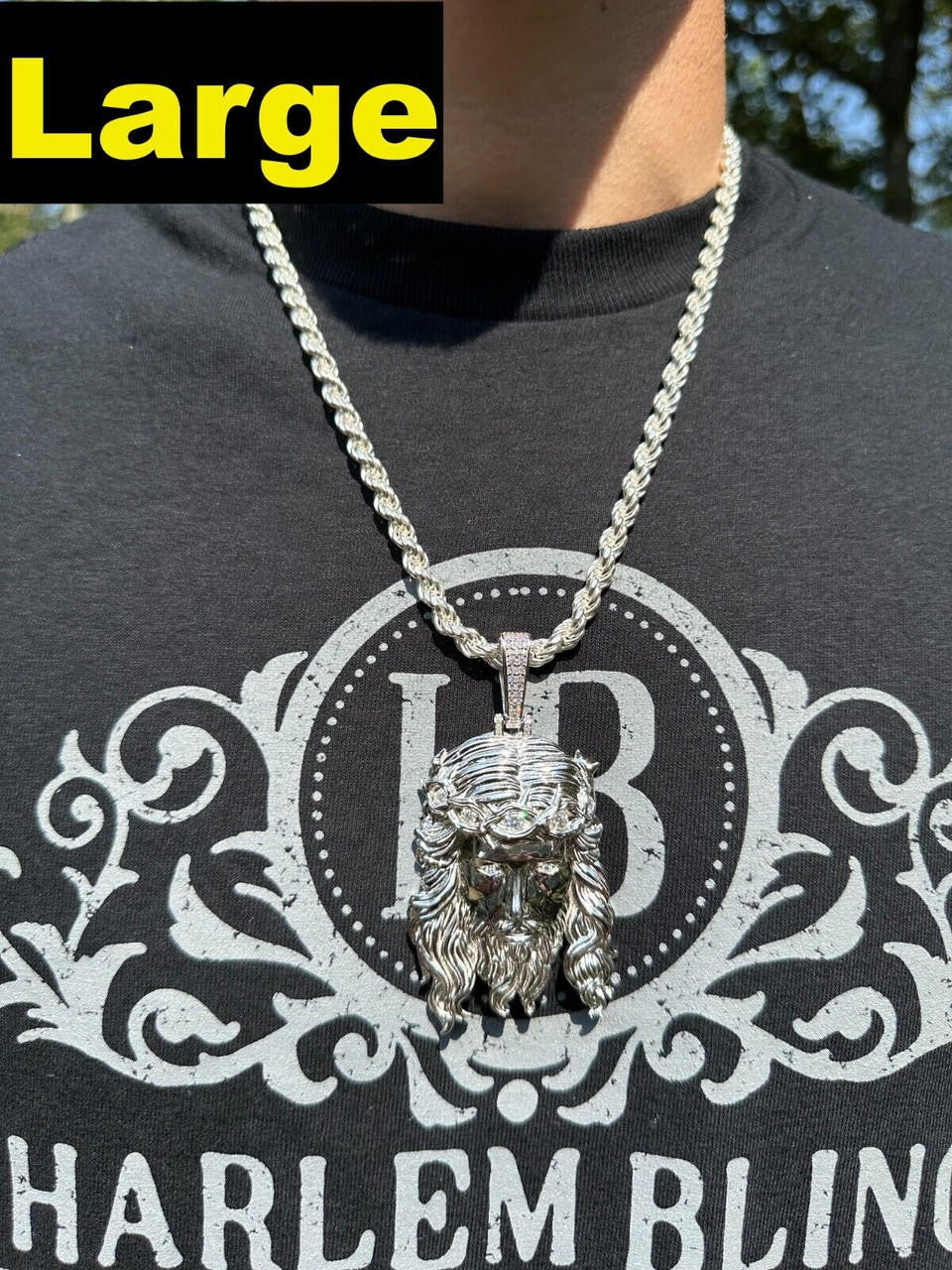 MOISSANITE #1 Bestseller Jesus Piece Pendant - 925 Silver - 3 Sizes 1.5"-3"