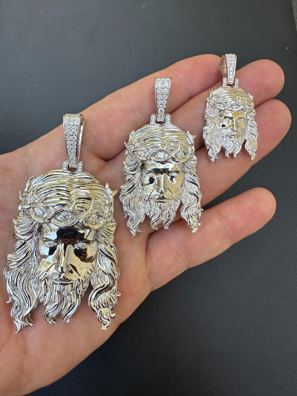 MOISSANITE #1 Bestseller Jesus Piece Pendant - 925 Silver - 3 Sizes 1.5"-3"