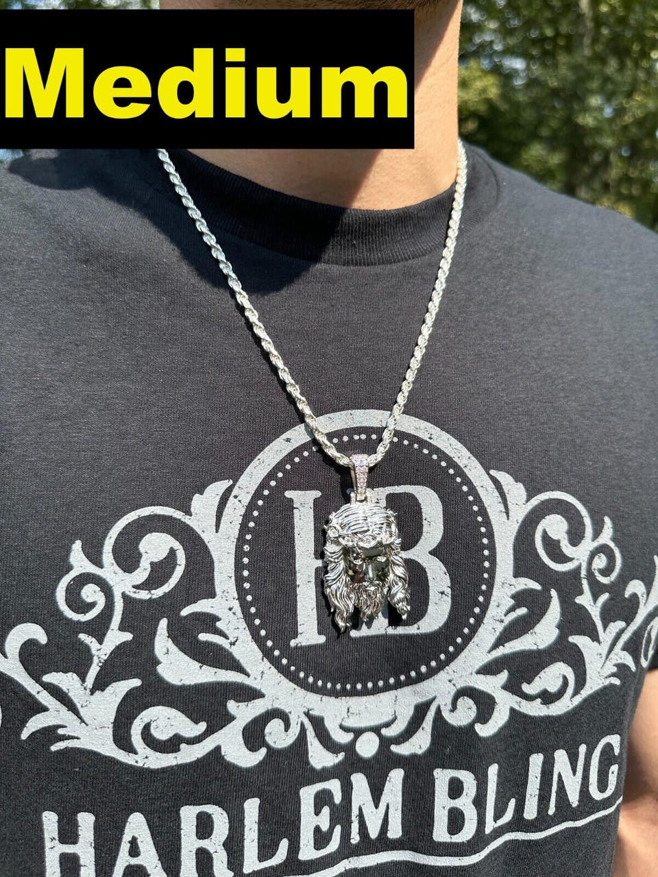 MOISSANITE #1 Bestseller Jesus Piece Pendant - 925 Silver - 3 Sizes 1.5"-3"