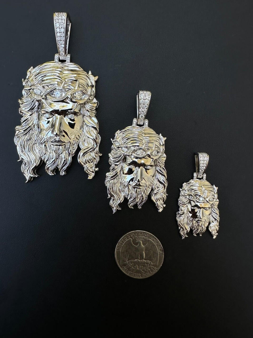 MOISSANITE #1 Bestseller Jesus Piece Pendant - 925 Silver - 3 Sizes 1.5"-3"