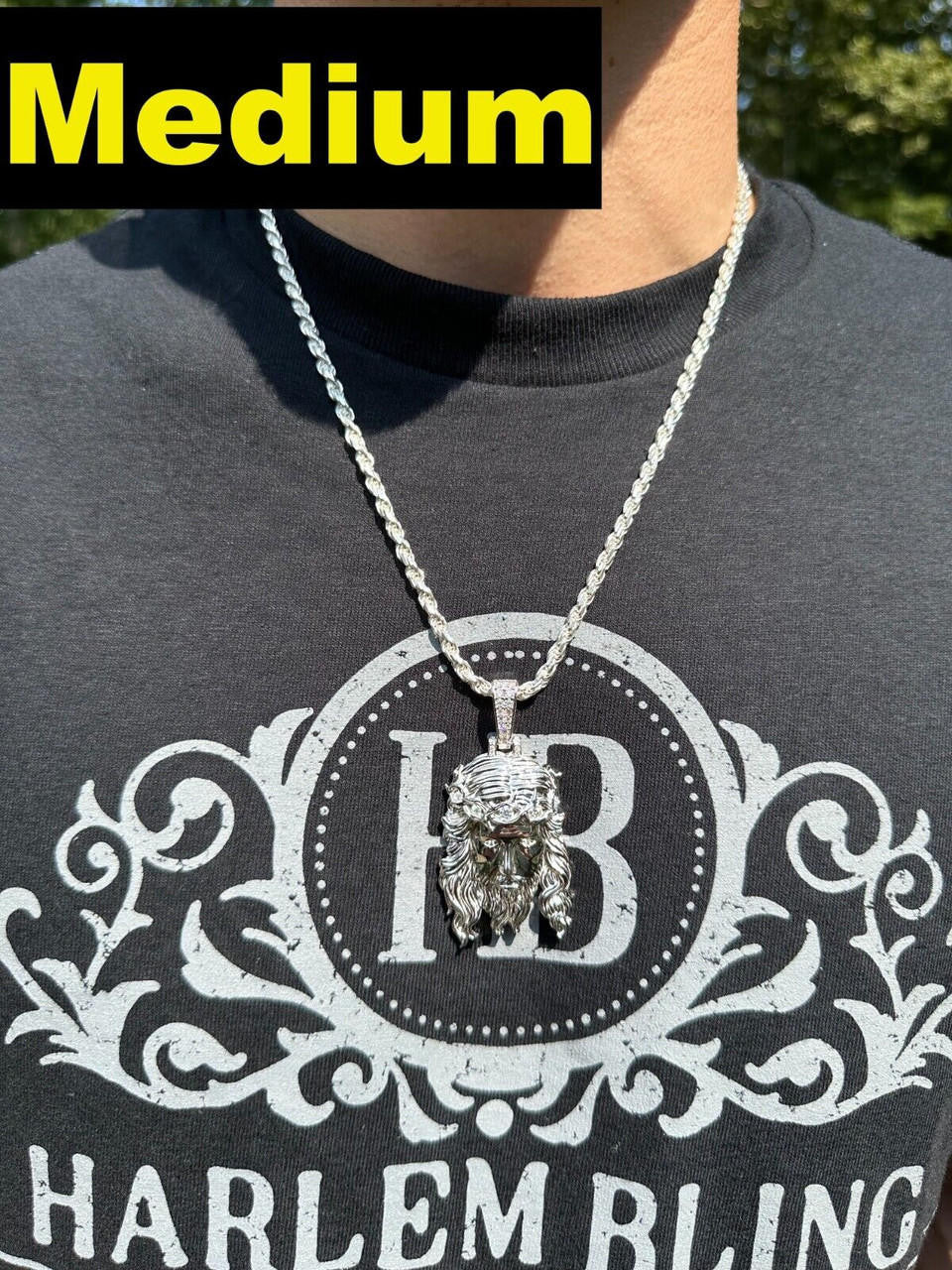 MOISSANITE #1 Bestseller Jesus Piece Pendant - 925 Silver - 3 Sizes 1.5"-3"