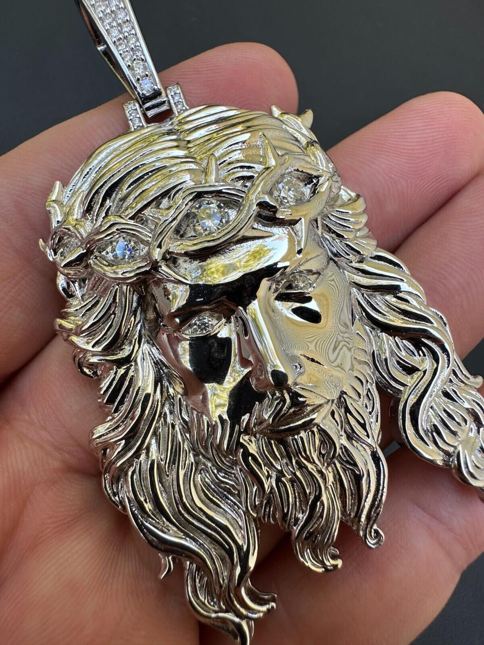 MOISSANITE #1 Bestseller Jesus Piece Pendant - 925 Silver - 3 Sizes 1.5"-3"