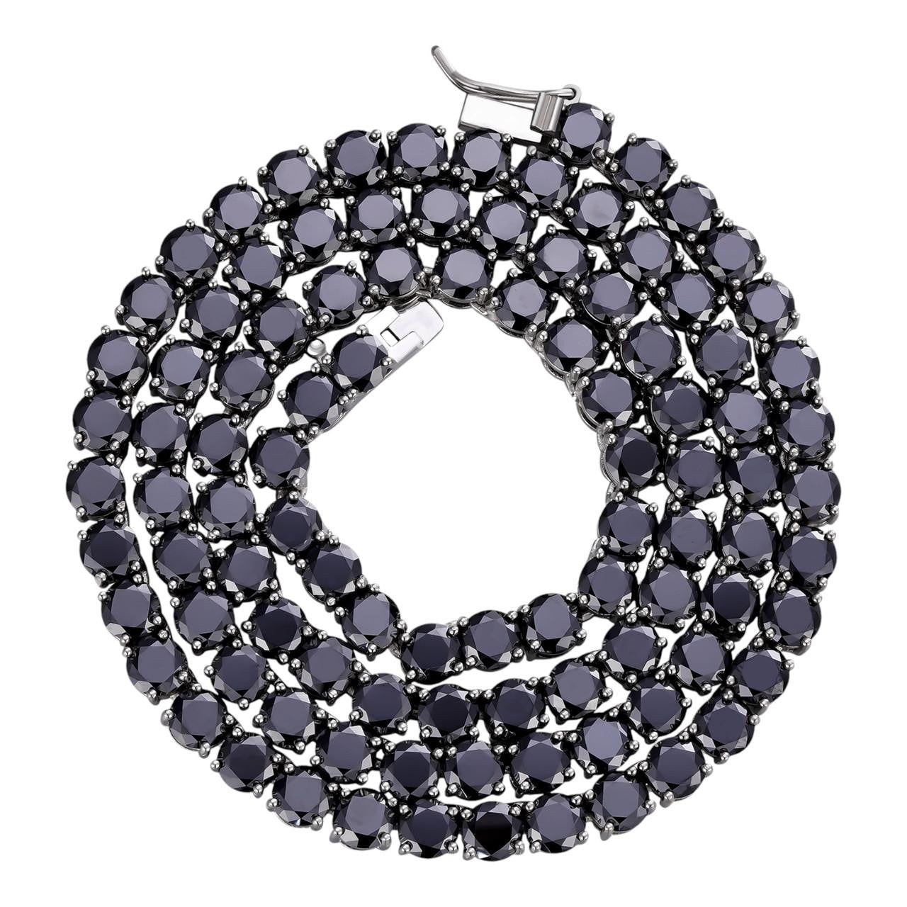Real Black MOISSANITE 5mm Tennis Chain 925 Silver Iced Necklace Pass Tester