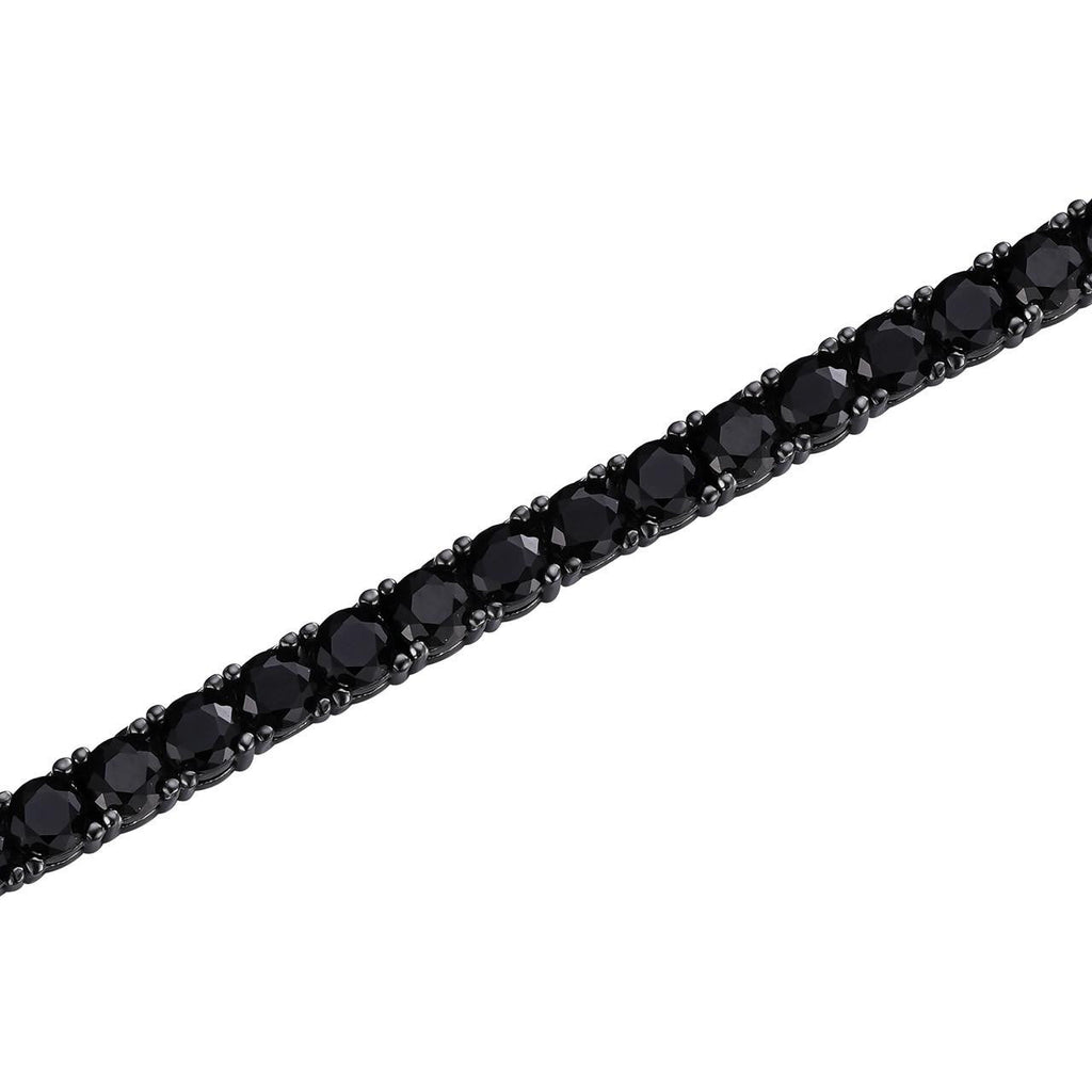 Black MOISSANITE Tennis Chain Necklace Iced Out - Black Rhodium Over 925 Silver - 5mm - 16"-28"