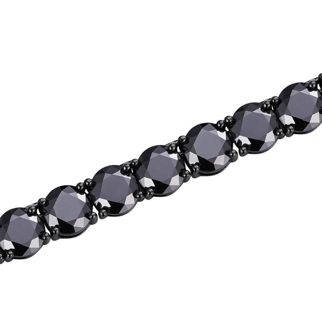 Real Black MOISSANITE 7mm Tennis Bracelet Oxidized Black Rhodium Over 925 Silver