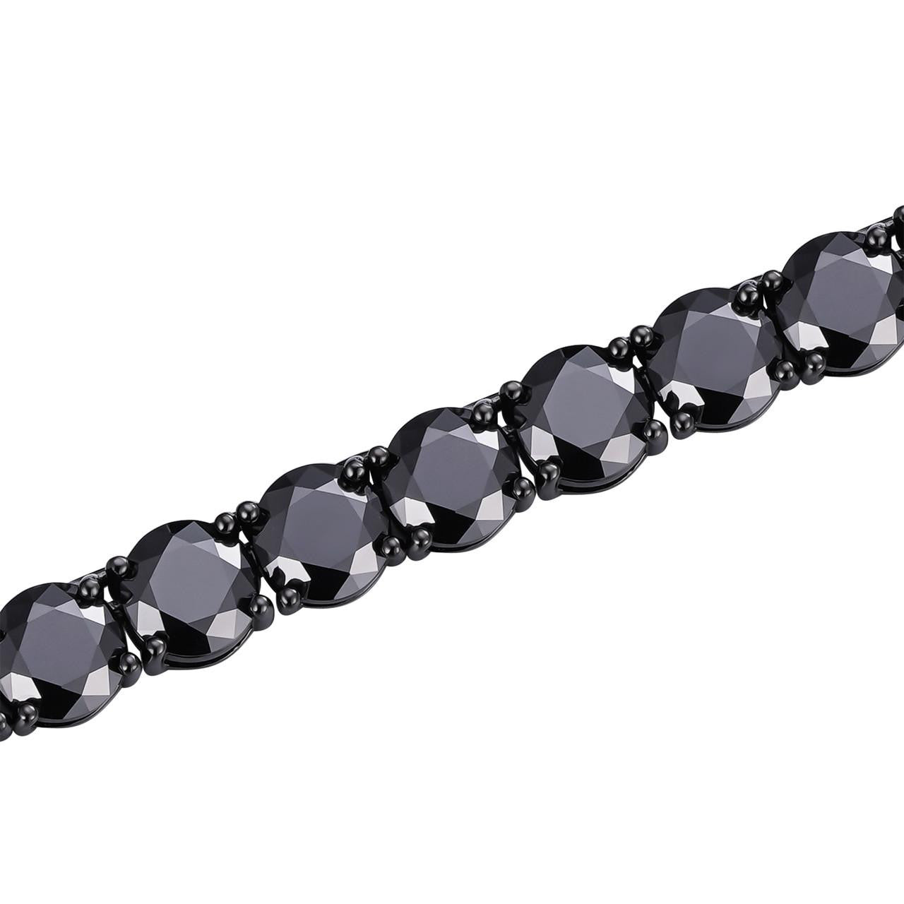 Real Black MOISSANITE 7mm Tennis Bracelet Oxidized Black Rhodium Over 925 Silver
