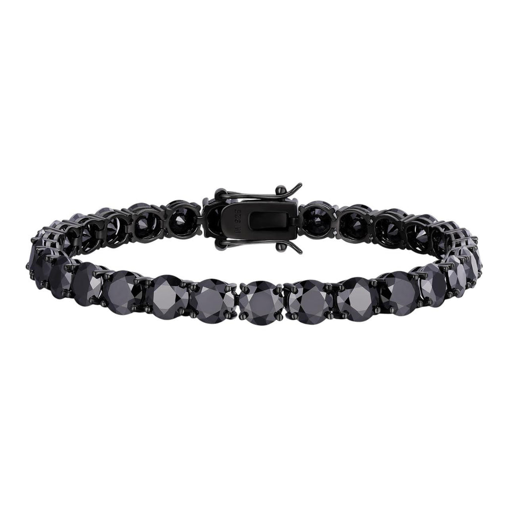 Real Black MOISSANITE 7mm Tennis Bracelet Oxidized Black Rhodium Over 925 Silver