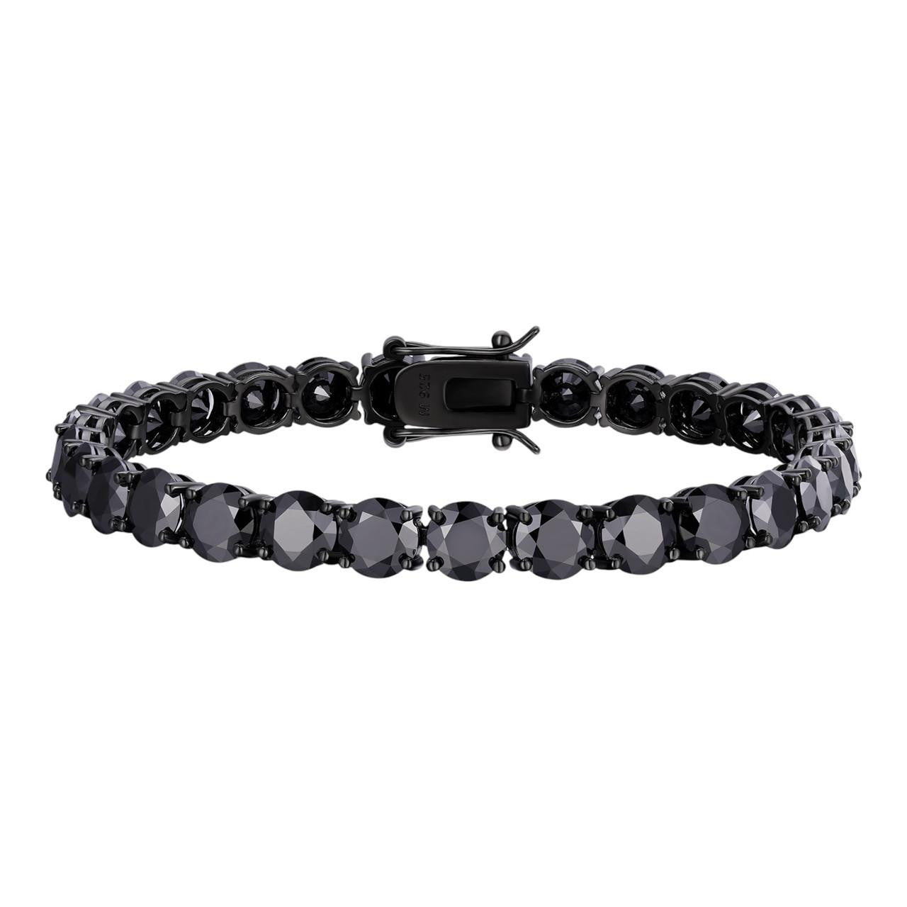 Real Black MOISSANITE 7mm Tennis Bracelet Oxidized Black Rhodium Over 925 Silver
