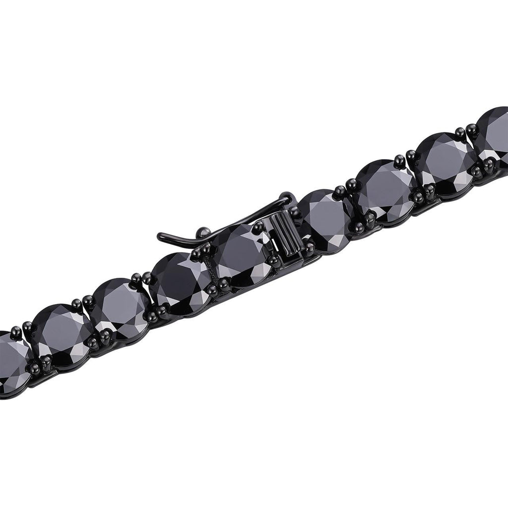 Real Black MOISSANITE 7mm Tennis Bracelet Oxidized Black Rhodium Over 925 Silver