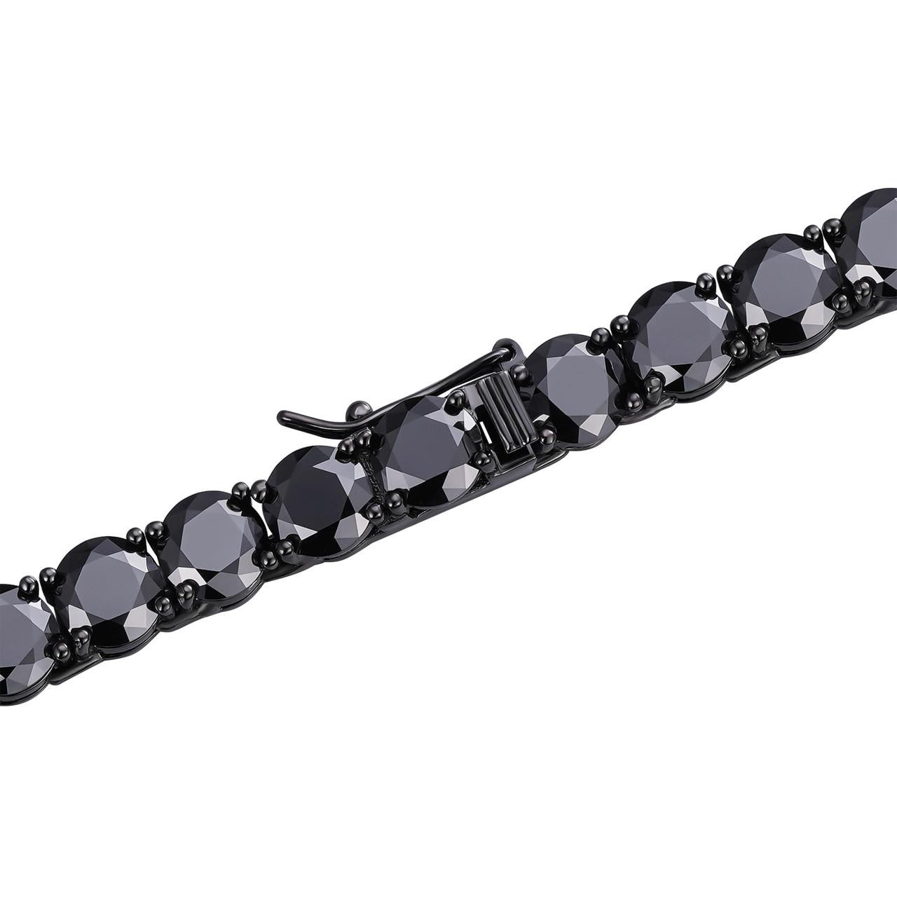 Real Black MOISSANITE 7mm Tennis Bracelet Oxidized Black Rhodium Over 925 Silver